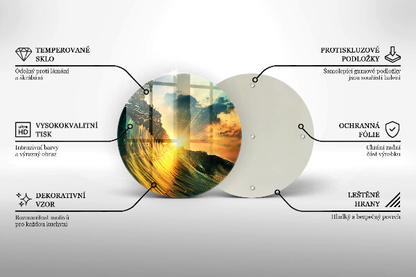 Kuchynská doska zo skla Vlna a západ slnka