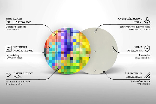Kuchynská doska zo skla Farebné pixelové štvorce