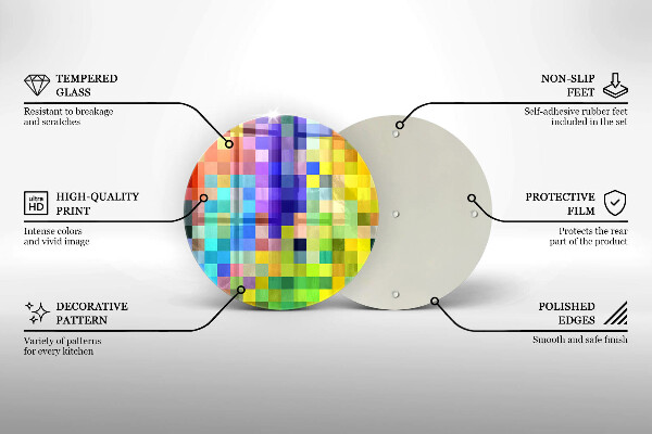 Kuchynská doska zo skla Farebné pixelové štvorce