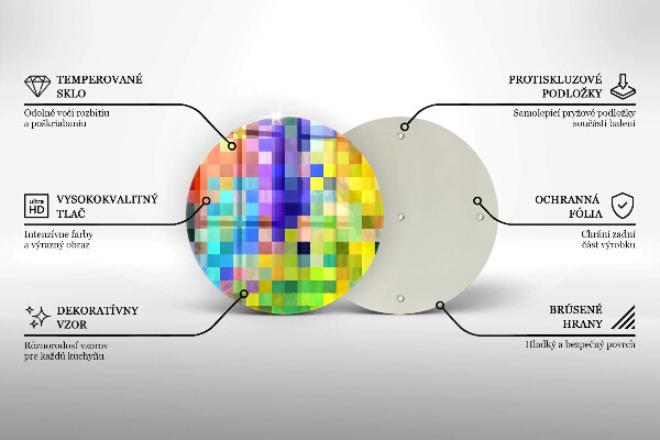 Kuchynská doska zo skla Farebné pixelové štvorce