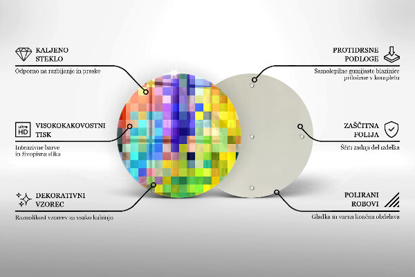 Kuchynská doska zo skla Farebné pixelové štvorce