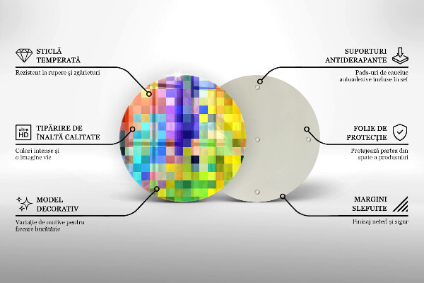 Kuchynská doska zo skla Farebné pixelové štvorce