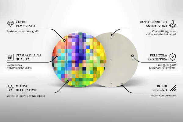 Kuchynská doska zo skla Farebné pixelové štvorce