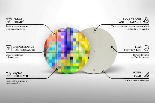 Kuchynská doska zo skla Farebné pixelové štvorce