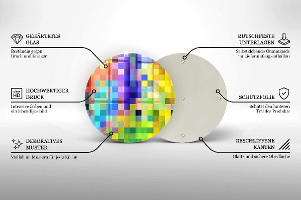 Kuchynská doska zo skla Farebné pixelové štvorce