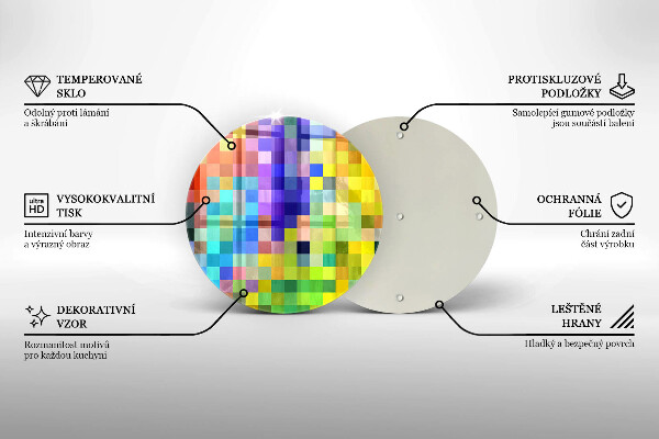 Kuchynská doska zo skla Farebné pixelové štvorce