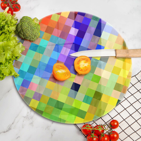 Kuchynská doska zo skla Farebné pixelové štvorce