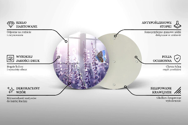 Kuchynská doska zo skla Poľné kvety a motýľ