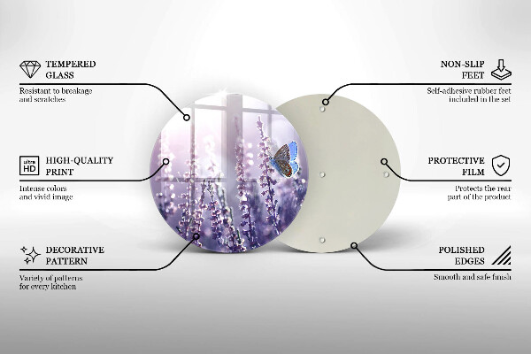 Kuchynská doska zo skla Poľné kvety a motýľ
