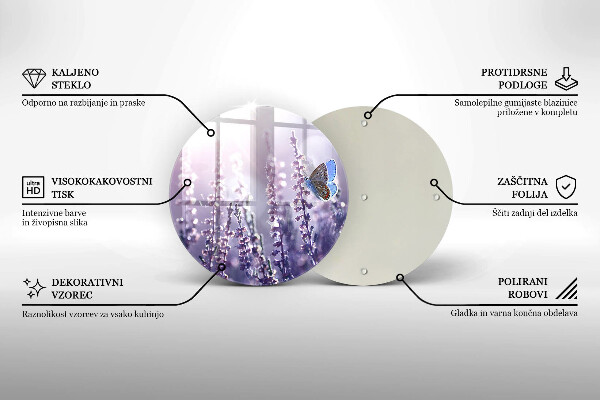 Kuchynská doska zo skla Poľné kvety a motýľ