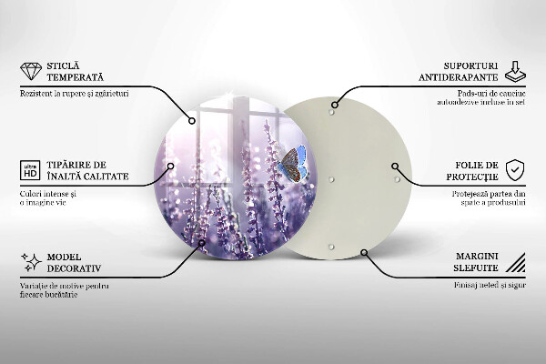 Kuchynská doska zo skla Poľné kvety a motýľ