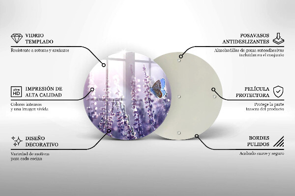Kuchynská doska zo skla Poľné kvety a motýľ