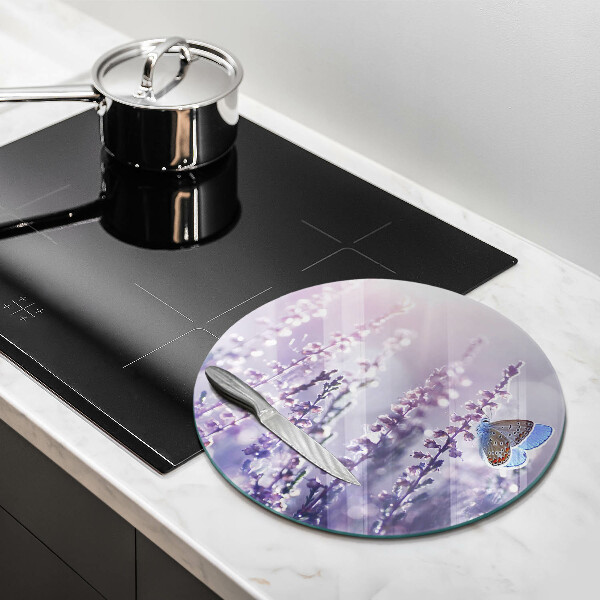 Kuchynská doska zo skla Poľné kvety a motýľ