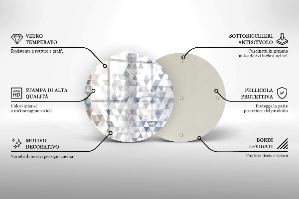 Kuchynská doska veľká zo skla Vzor trojuholníkov