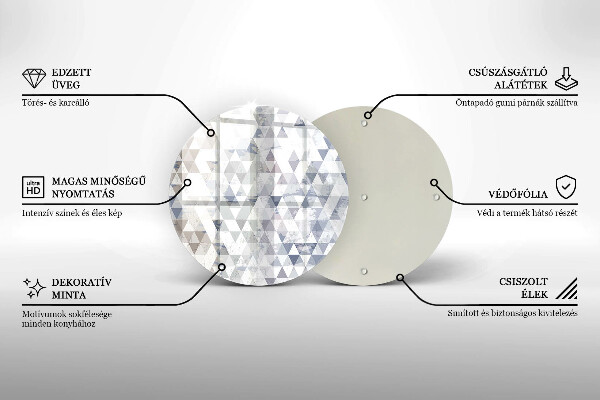Kuchynská doska veľká zo skla Vzor trojuholníkov