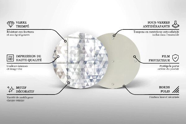 Kuchynská doska veľká zo skla Vzor trojuholníkov