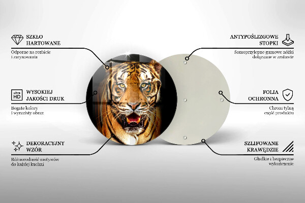 Kuchynská doska veľká zo skla Divoké zviera tiger