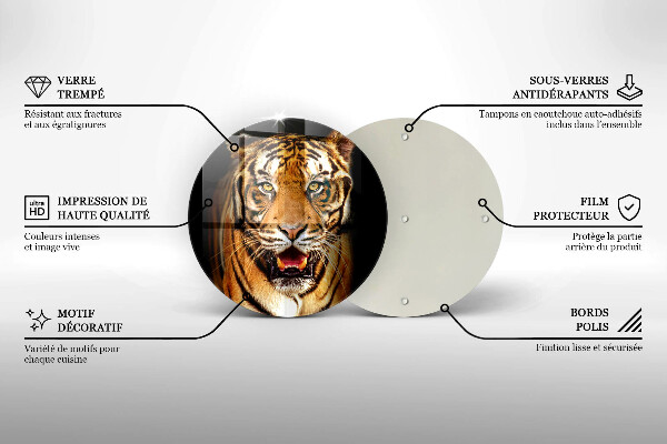 Kuchynská doska veľká zo skla Divoké zviera tiger