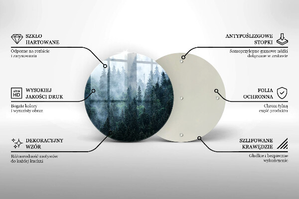 Kuchynská doska veľká zo skla Lesné stromy a hmla