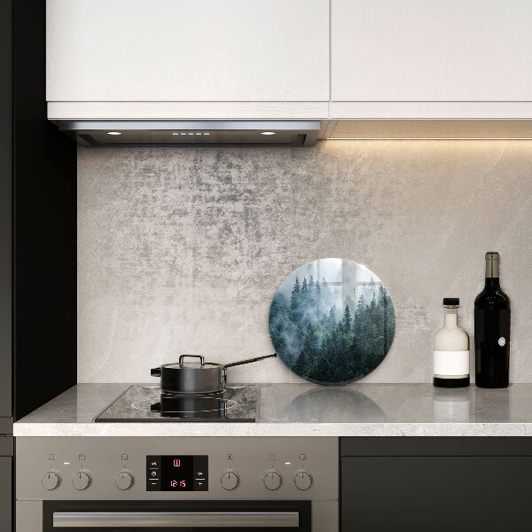 Kuchynská doska veľká zo skla Lesné stromy a hmla