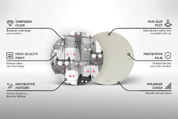 Kuchynská doska veľká zo skla Ilustrácie mačky