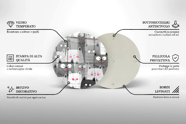 Kuchynská doska veľká zo skla Ilustrácie mačky