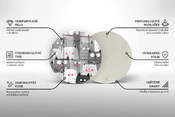 Kuchynská doska veľká zo skla Ilustrácie mačky
