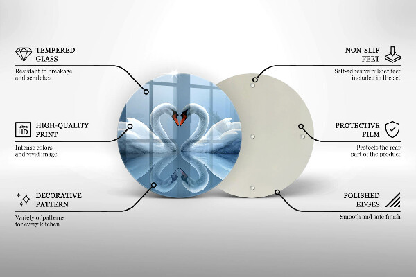 Kuchynská doska zo skla Dve labutie srdcia