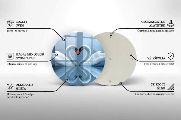 Kuchynská doska zo skla Dve labutie srdcia