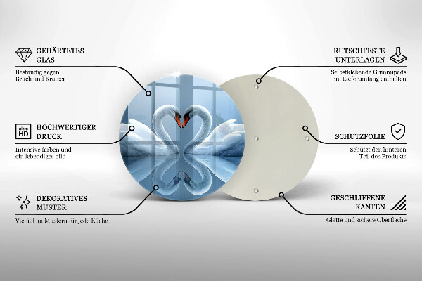 Kuchynská doska zo skla Dve labutie srdcia