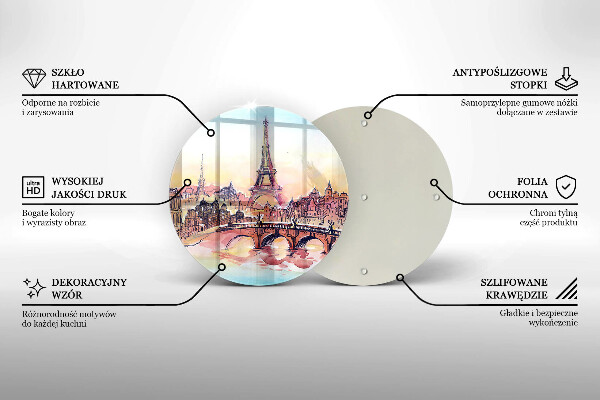 Kuchynská doska zo skla Krajina Parížskej Eiffelovej veže