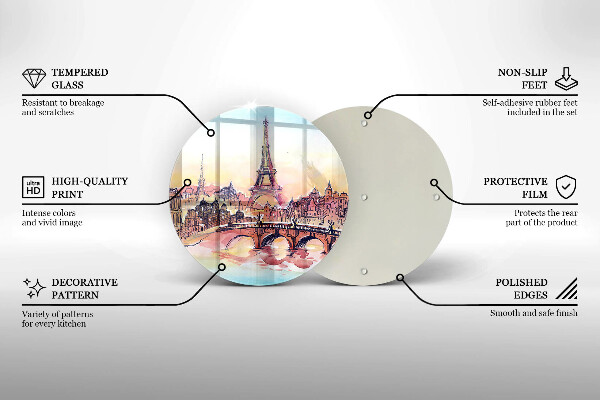 Kuchynská doska zo skla Krajina Parížskej Eiffelovej veže