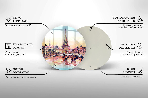 Kuchynská doska zo skla Krajina Parížskej Eiffelovej veže
