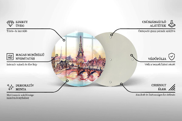 Kuchynská doska zo skla Krajina Parížskej Eiffelovej veže