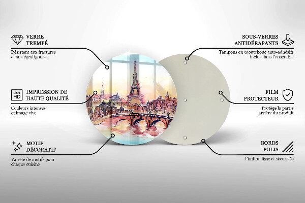 Kuchynská doska zo skla Krajina Parížskej Eiffelovej veže