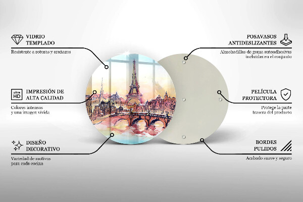 Kuchynská doska zo skla Krajina Parížskej Eiffelovej veže