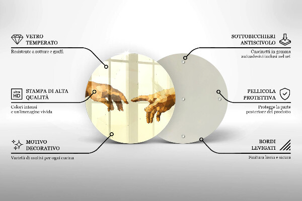 Kuchynská doska zo skla Stvorenie Adamových rúk