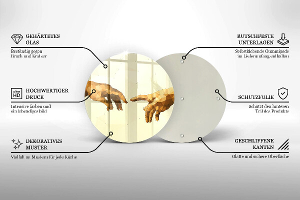 Kuchynská doska zo skla Stvorenie Adamových rúk