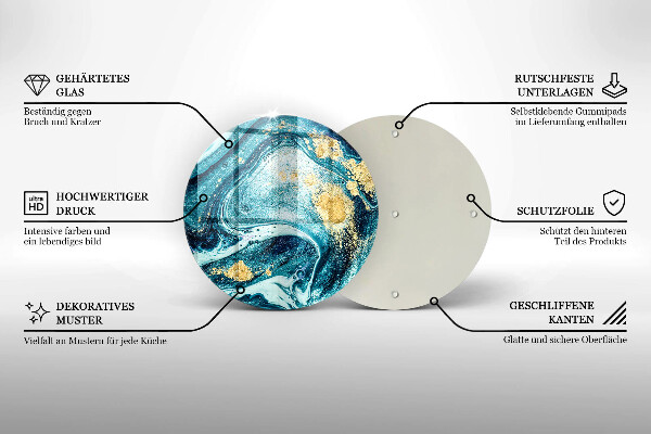 Kuchynská doska zo skla Modré zlato abstrakcia