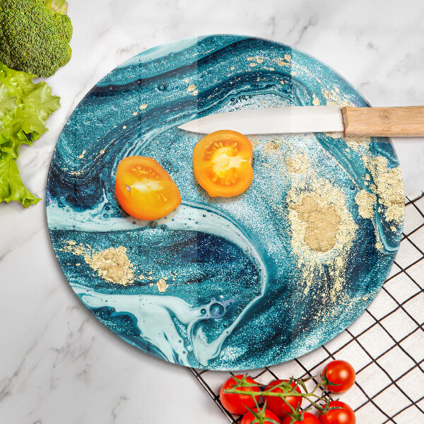 Kuchynská doska zo skla Modré zlato abstrakcia