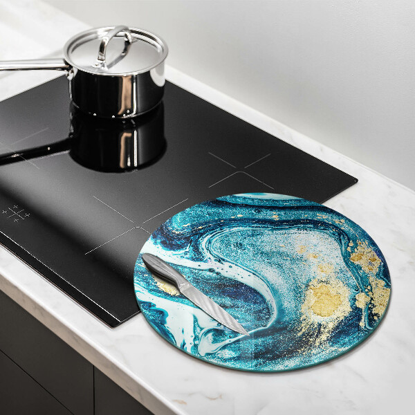 Kuchynská doska zo skla Modré zlato abstrakcia