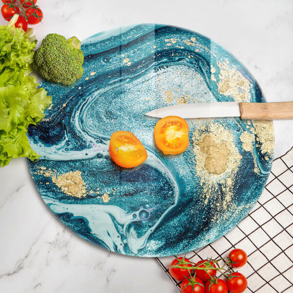 Kuchynská doska zo skla Modré zlato abstrakcia