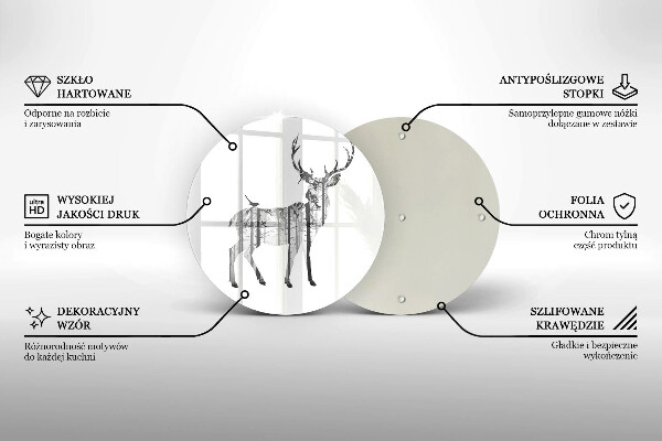 Kuchynská doska zo skla Jeleň a les ilustrácie