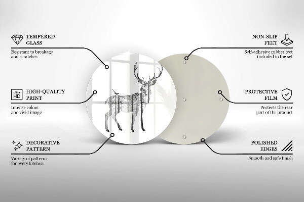 Kuchynská doska zo skla Jeleň a les ilustrácie