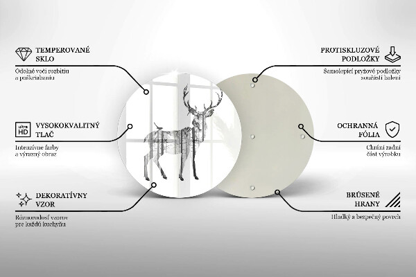 Kuchynská doska zo skla Jeleň a les ilustrácie