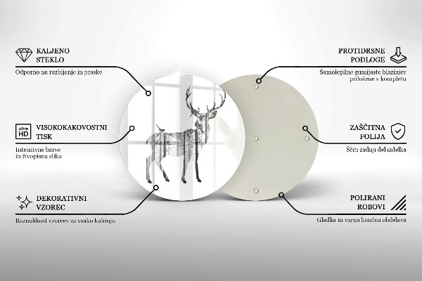 Kuchynská doska zo skla Jeleň a les ilustrácie