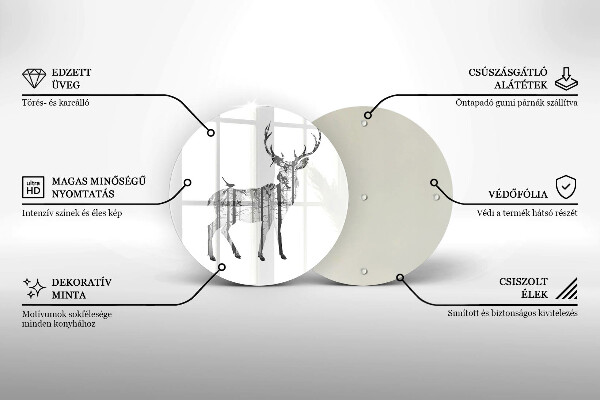 Kuchynská doska zo skla Jeleň a les ilustrácie