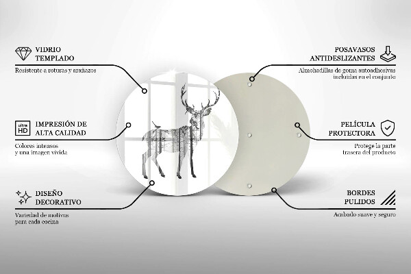 Kuchynská doska zo skla Jeleň a les ilustrácie