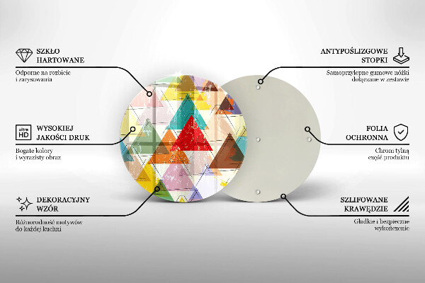 Kuchynská doska veľká zo skla Maľované trojuholníky