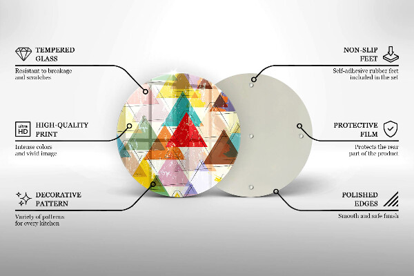Kuchynská doska veľká zo skla Maľované trojuholníky